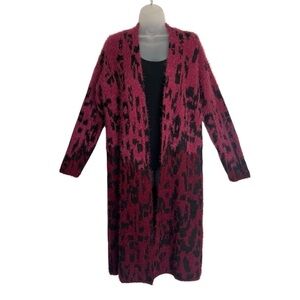 NWT New Directions Long Cardigan Sweater Animal Print  Ombré Light To Dark Sz M